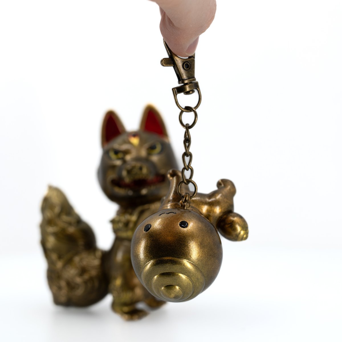 Gitsune Kitsura & Bronze Momo Keychain | Candie Bolton